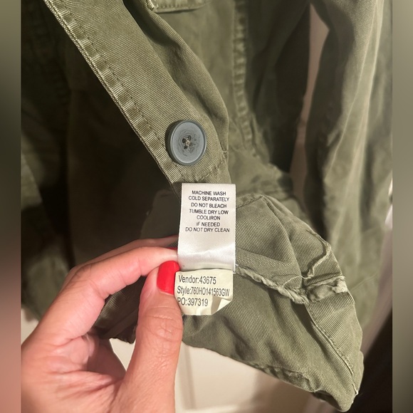 Gypsy Warrior Utility Jacket w Heart & Daggers Detail, Military Green, Size L - Picture 5 of 7